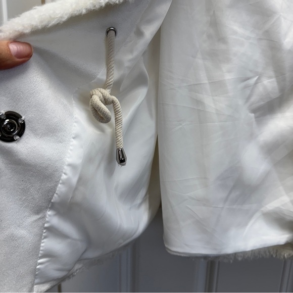 Anthropologie Maeve White Cinched Faux Fur Coat - Picture 14 of 16